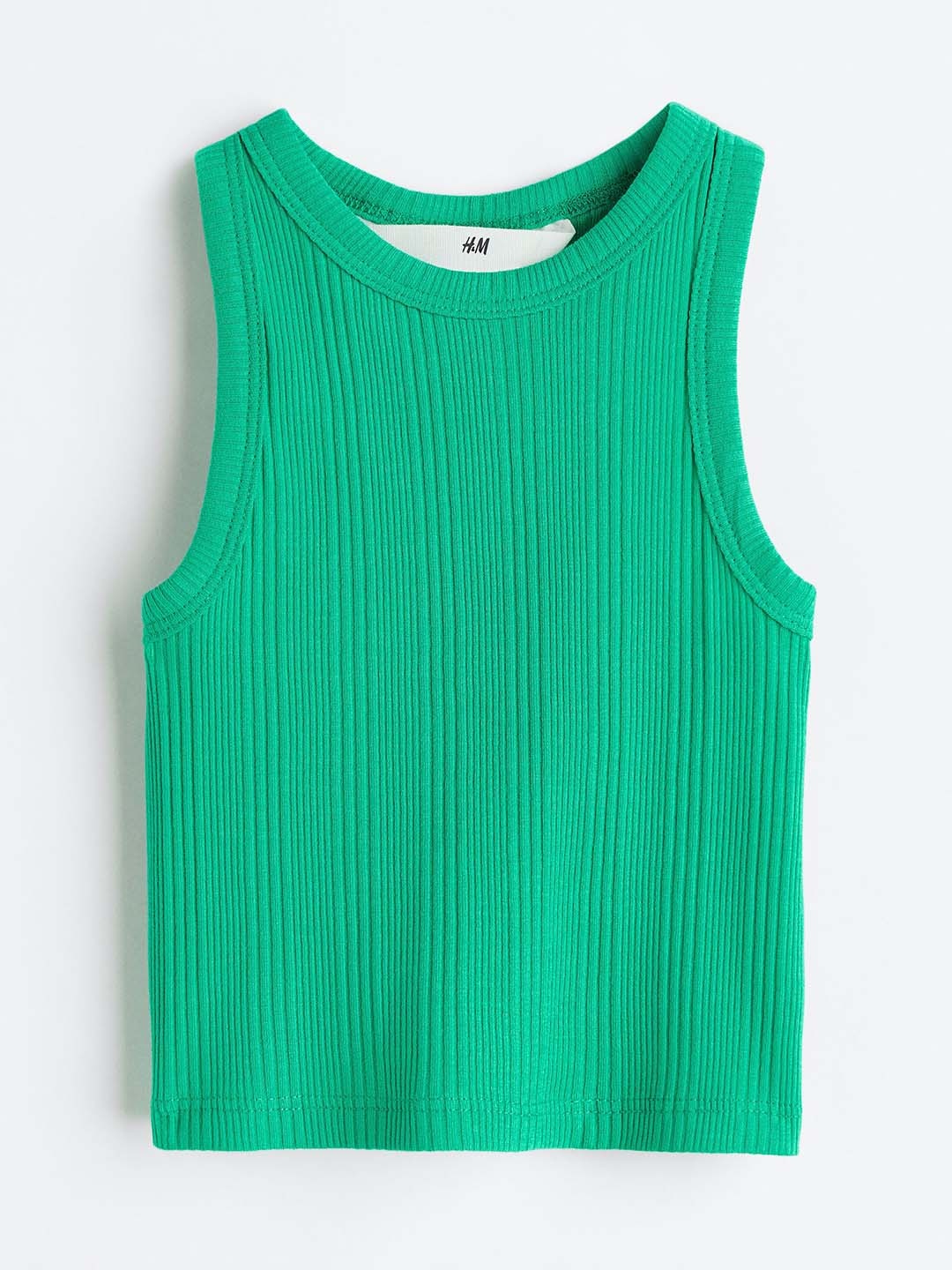 

H&M Girls Ribbed Vest Top, Green