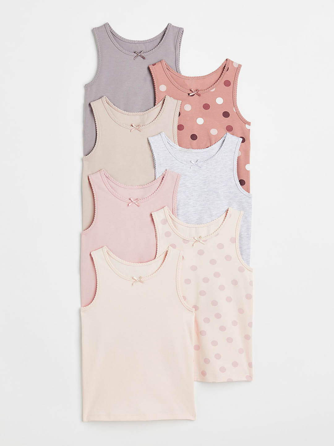 

H&M Girls 7-Pack Cotton Vest Tops, Grey