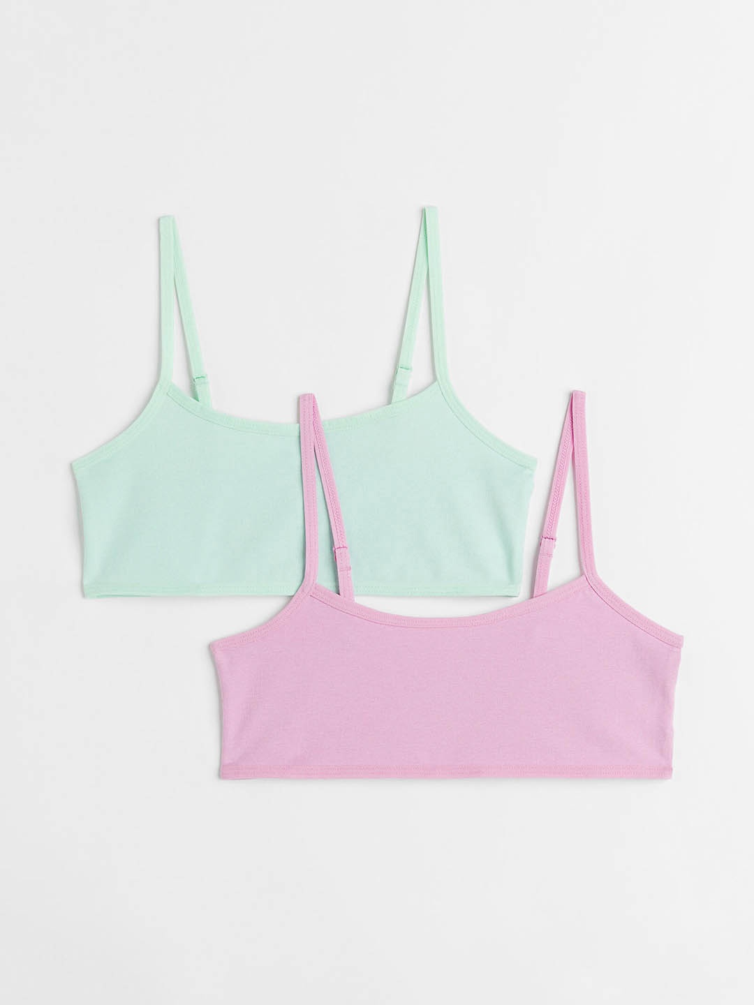 

H&M Girls 2-Pack Jersey Crop Tops, Green