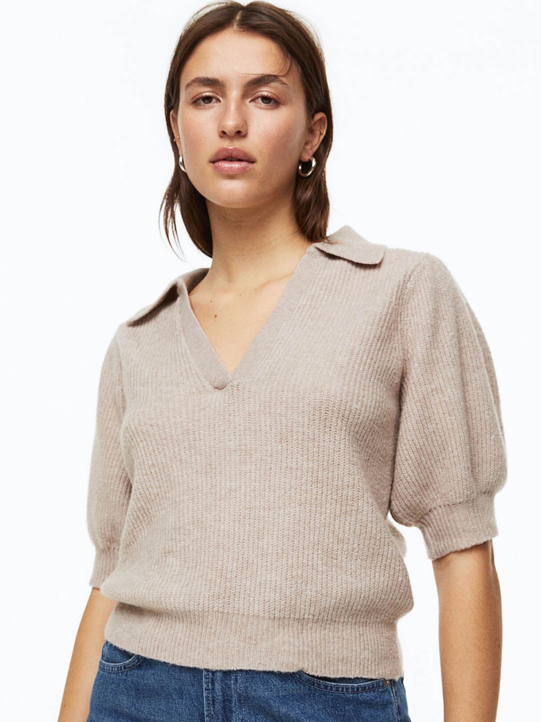 

H&M Women Rib-knit top, Beige