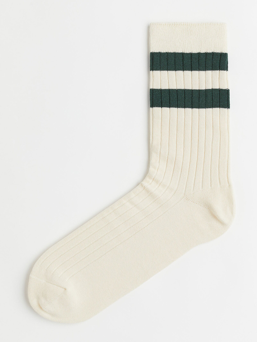 

H&M Men Ribbed Socks, Beige