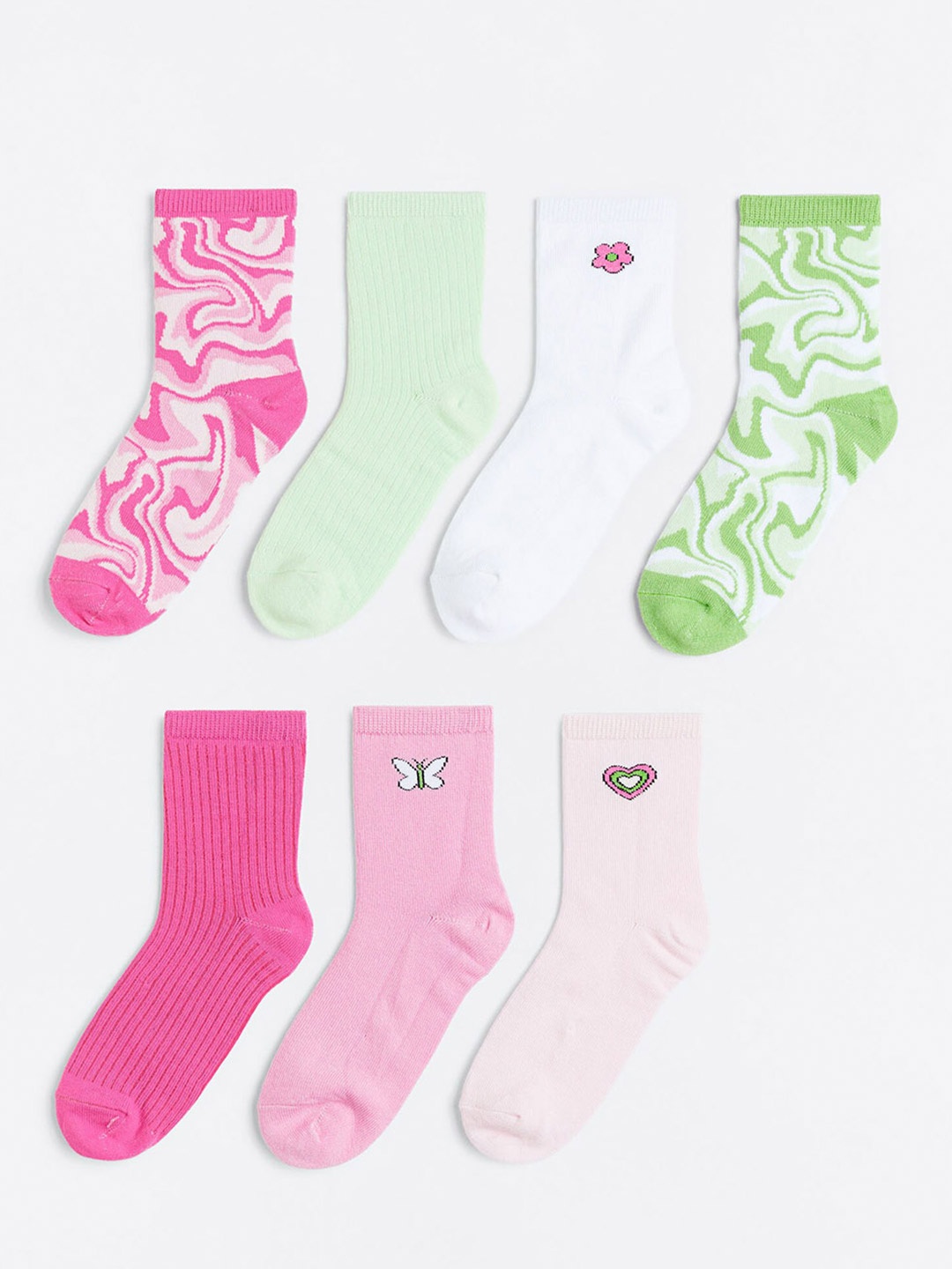 

H&M Girls 7-Pack Socks, Green