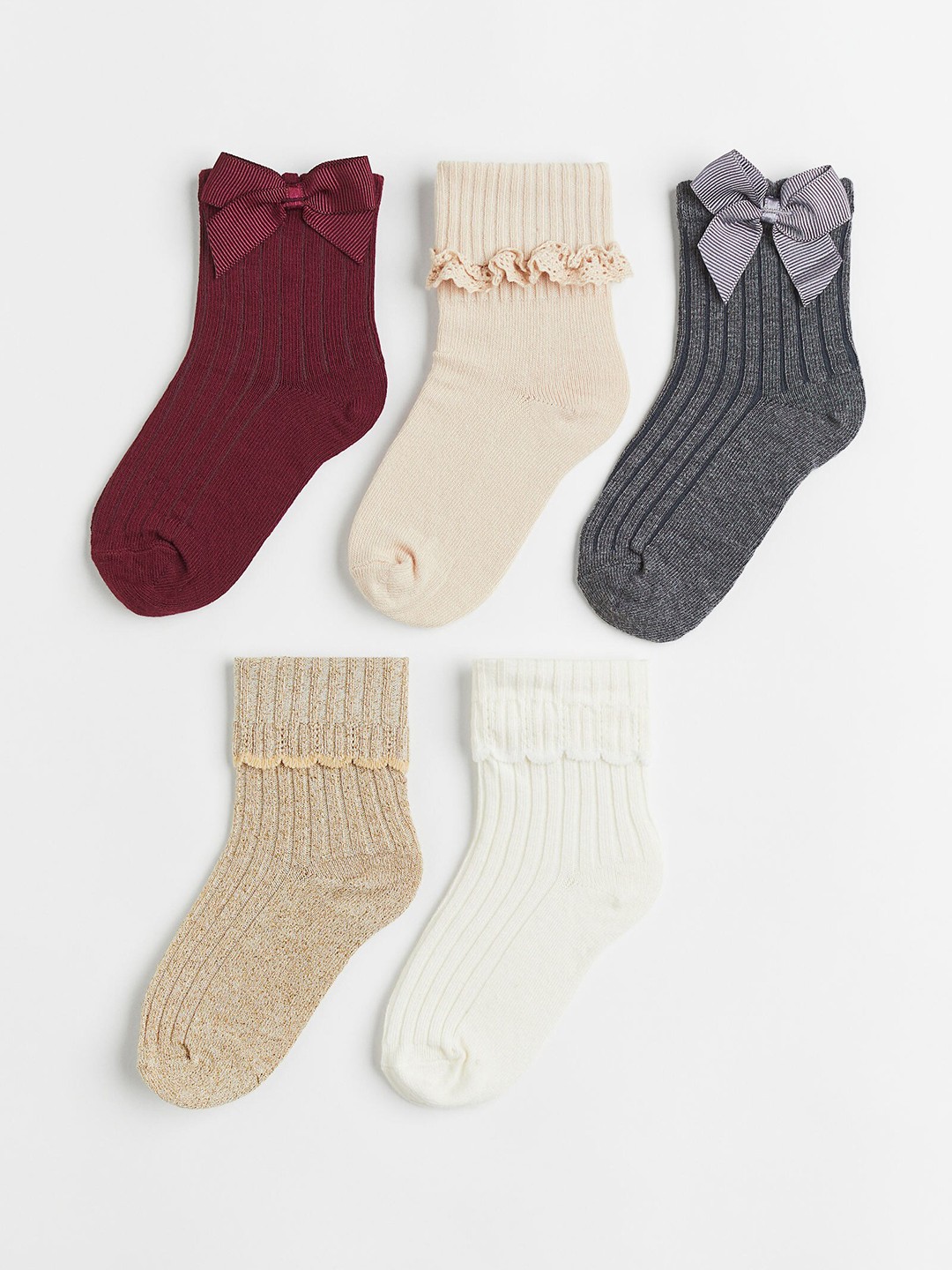 

H&M Girls 5-Pack Socks, Grey