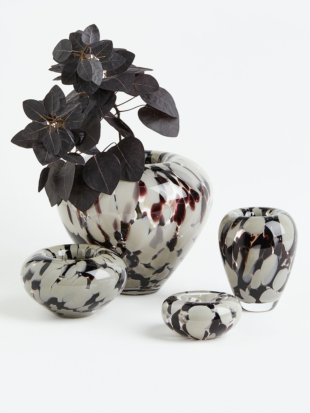 

H&M Beige Colored & Black Small Glass Vase