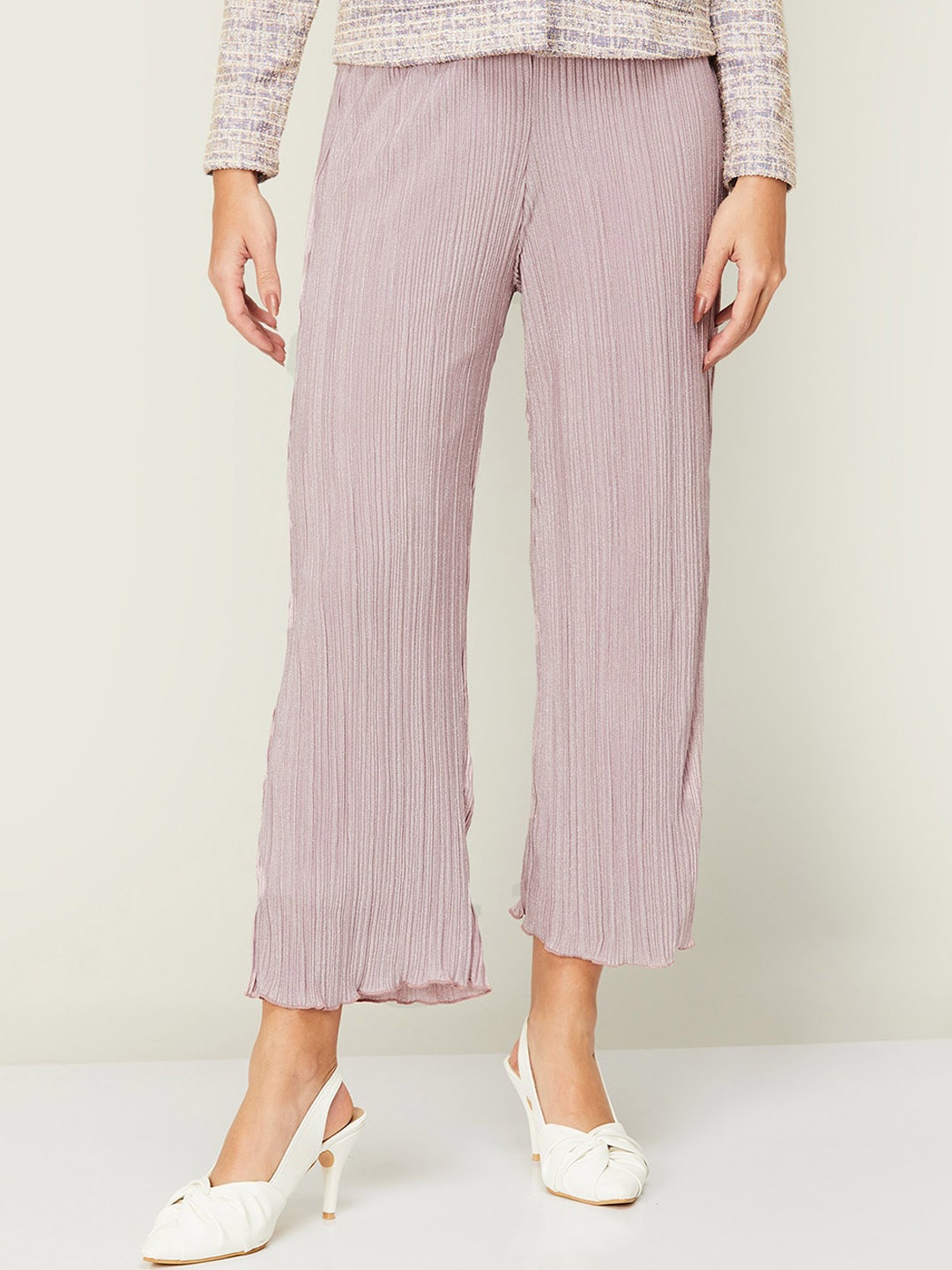

Ginger by Lifestyle Women Mid Rise Parallel Trousers, Lavender