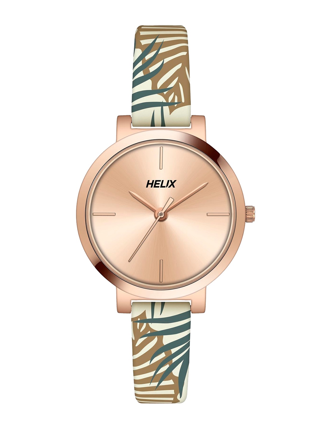 

Helix Women Brass Dial & Leather Straps Analogue Watch TW041HL15, Rose gold