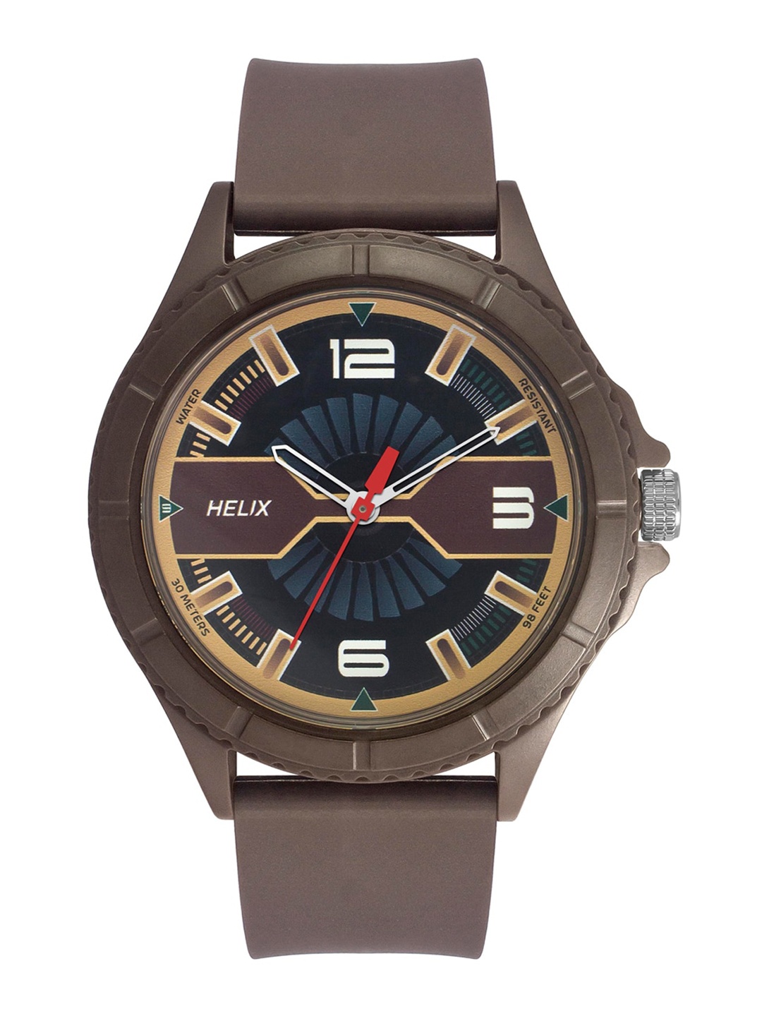 

Helix Men Patterned Dial Analogue Watch TW033HG19, Brown