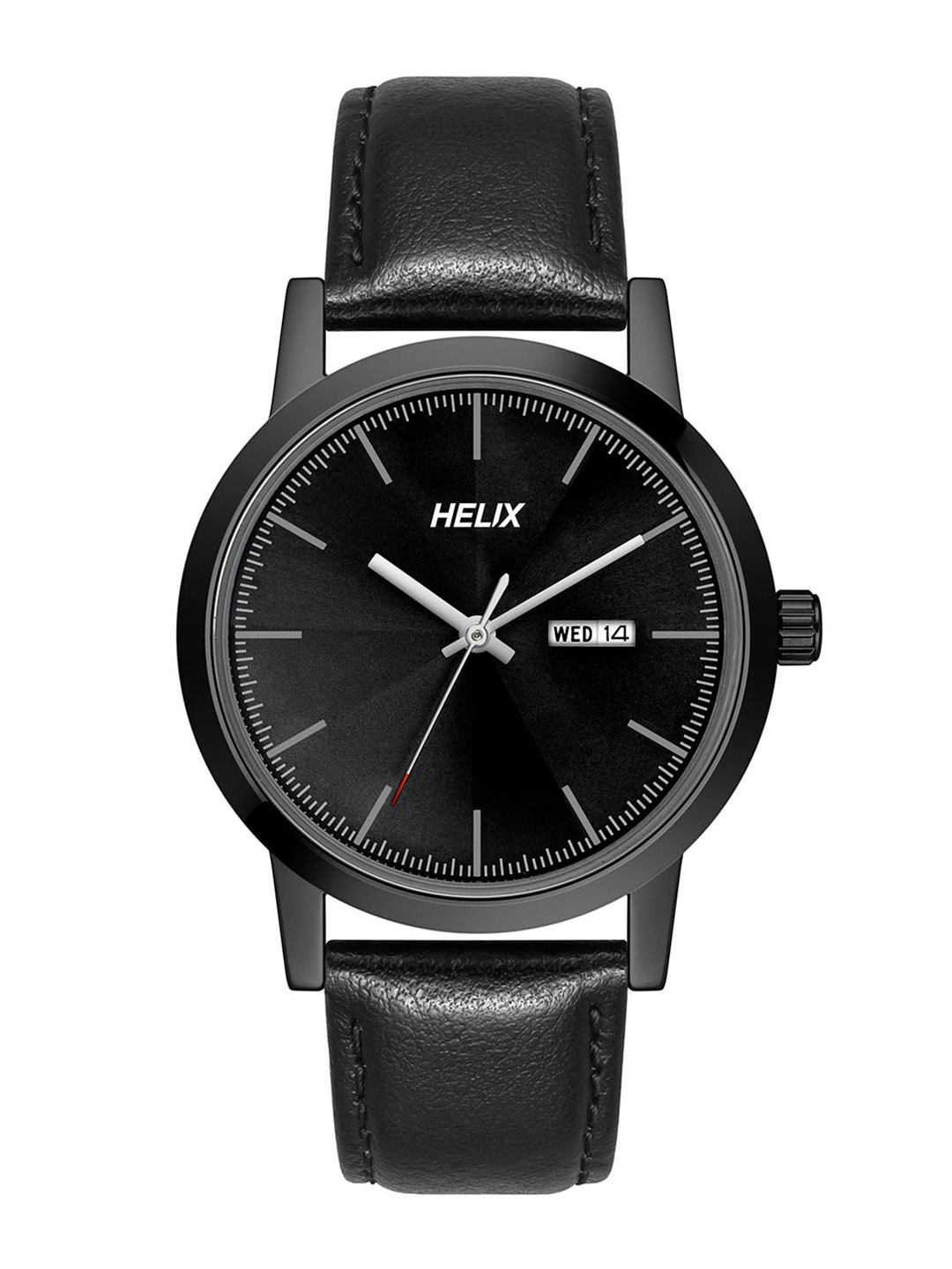 

Helix Men Leather Straps Analogue Watch TW047HG03, Black