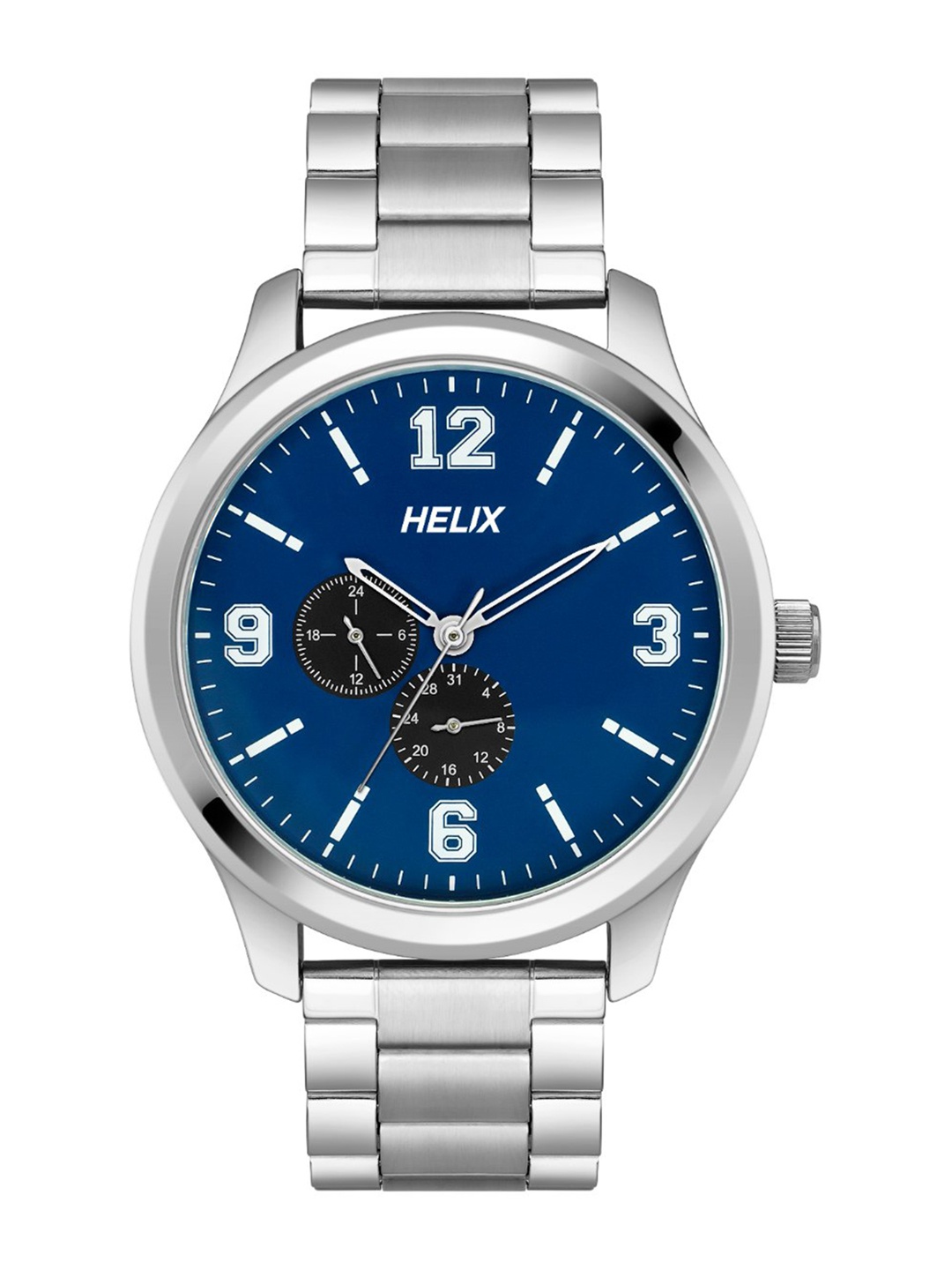 

Helix Men Brass Dial & Stainless Steel Bracelet Style Straps Analogue Watch TW043HG17, Blue
