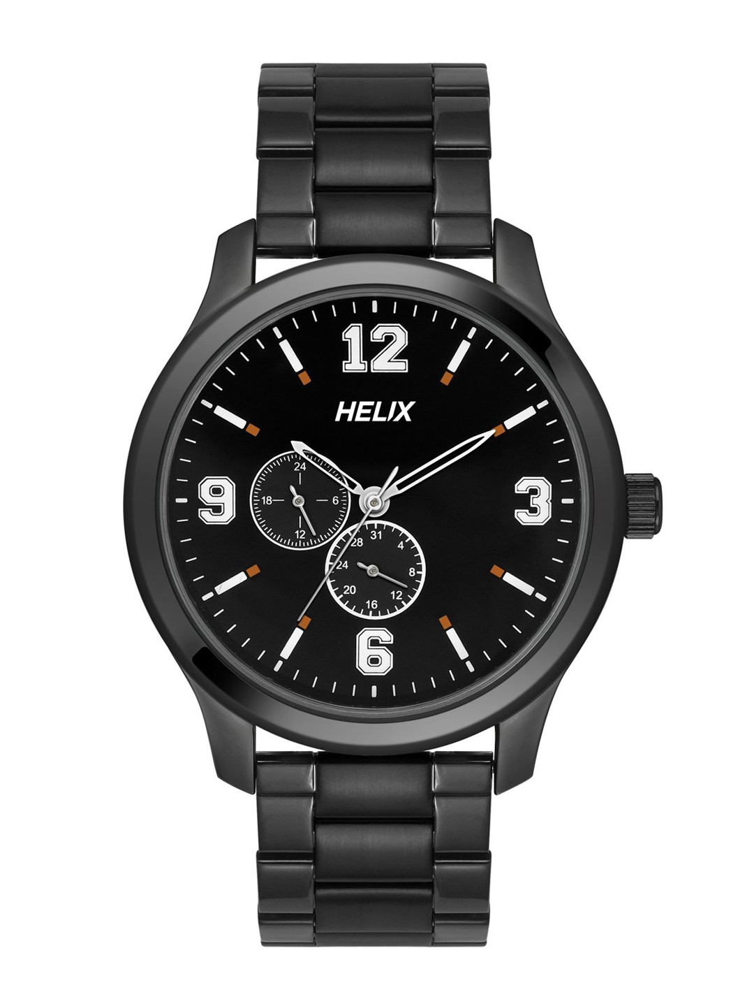 

Helix Men Brass Dial & Stainless Steel Straps Analogue Watch, Black