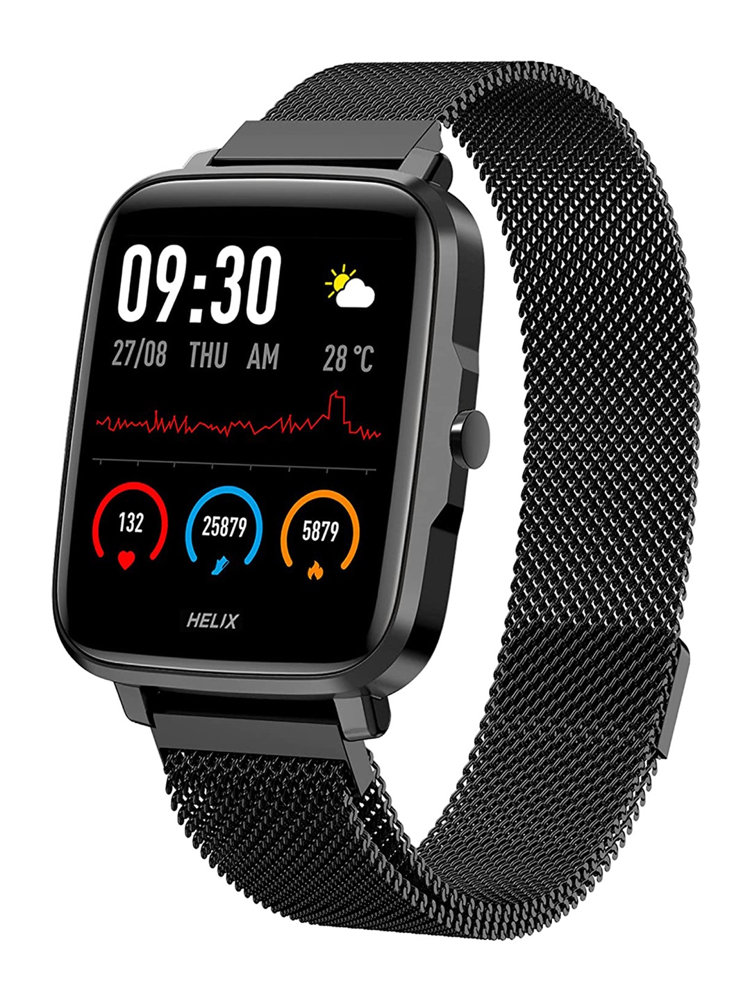 

Helix Printed Dial & Stainless Steel Bracelet Style Straps Digital Watch- TW0HXW205T, Black