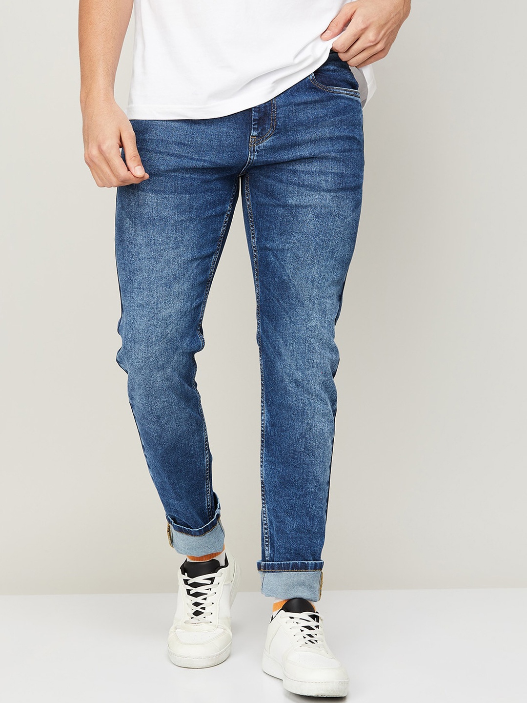

Denimize by Fame Forever Men Solid Cotton Slim Fit Light Fade Jeans, Blue