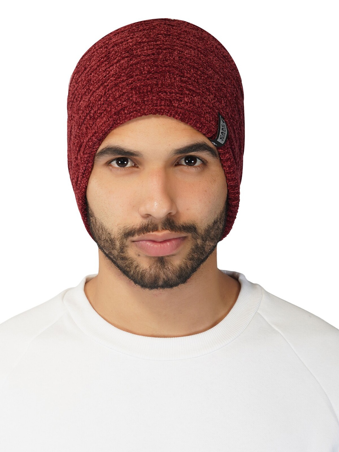 

iSWEVEN Self Design Woolen Beanie, Red