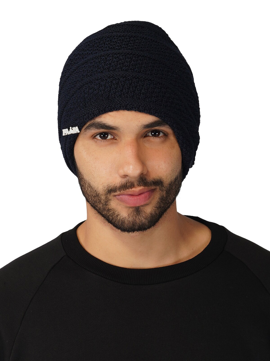 

iSWEVEN Self Design Woolen Beanie, Navy blue