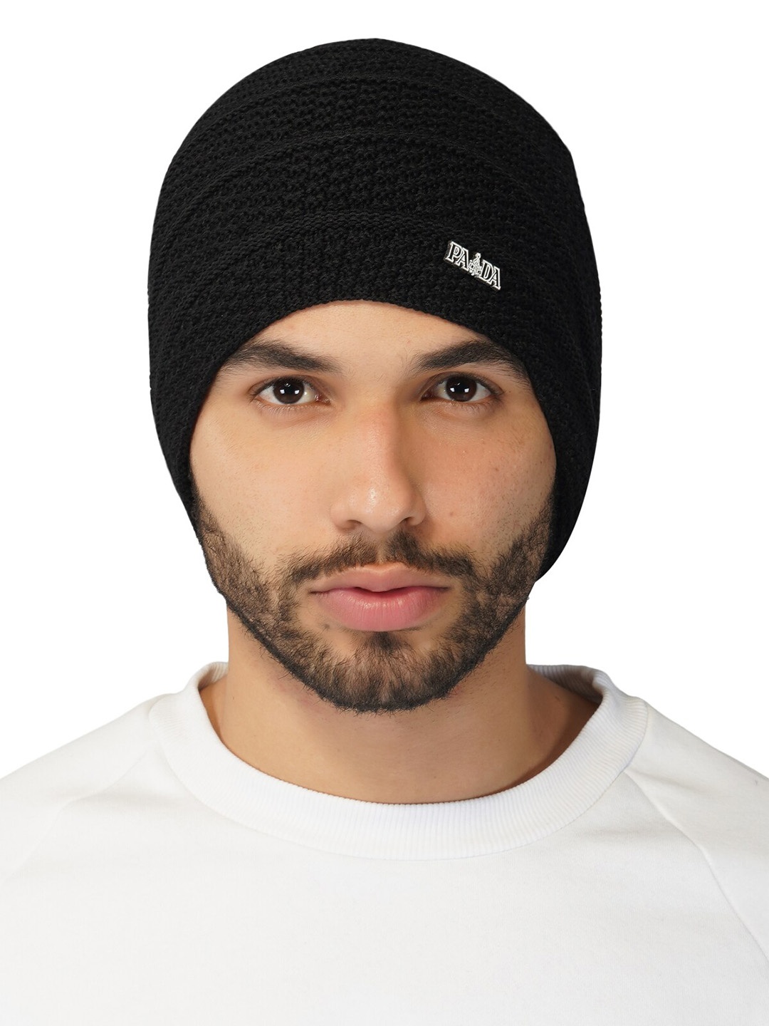 

iSWEVEN Self Design Woolen Beanie, Black