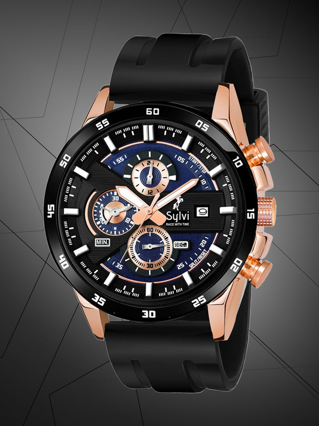 

Sylvi Men Analogue Chronograph Watch, Black