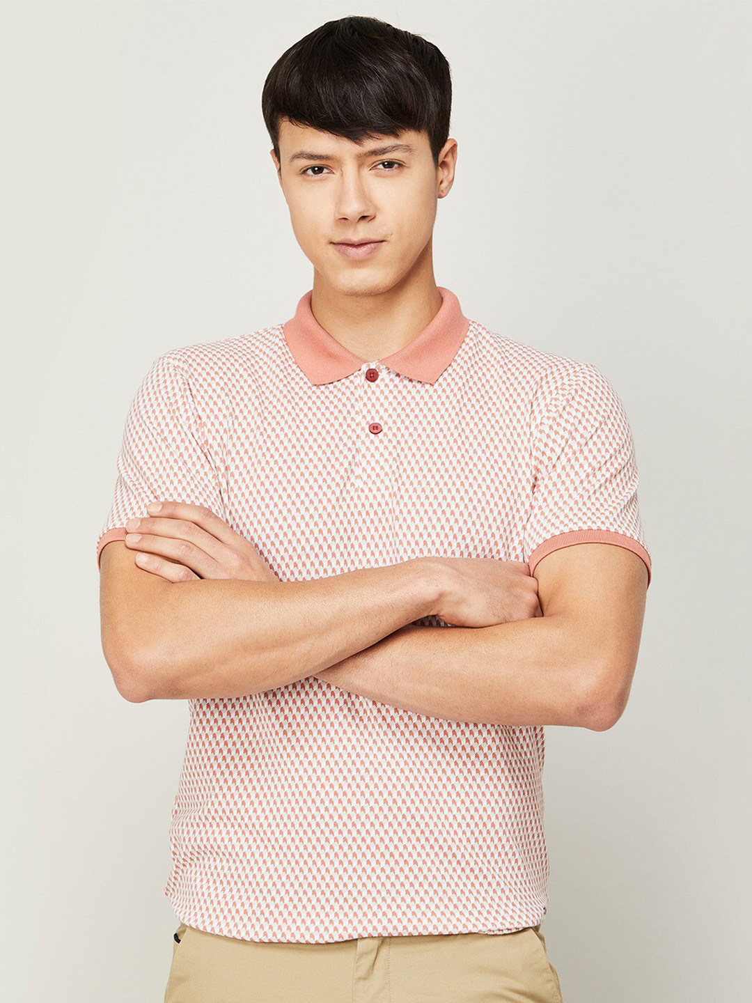 

CODE by Lifestyle Men Printed Polo Collar T-shirt, Brown