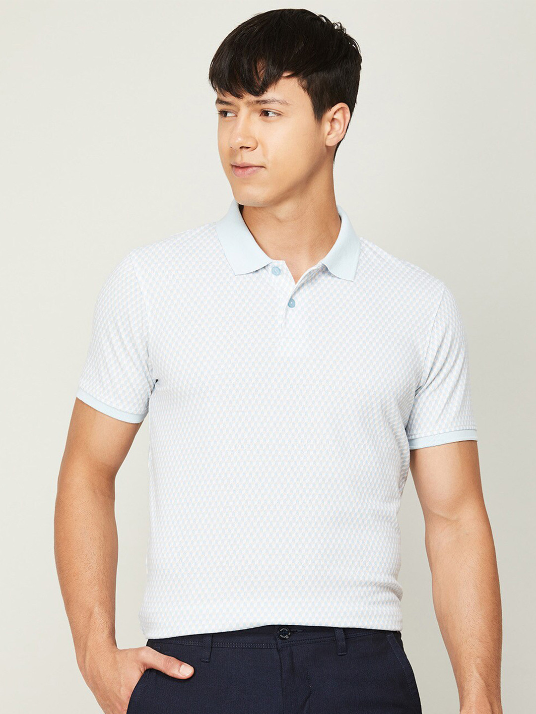 

CODE by Lifestyle Men Printed Polo Collar T-shirt, White