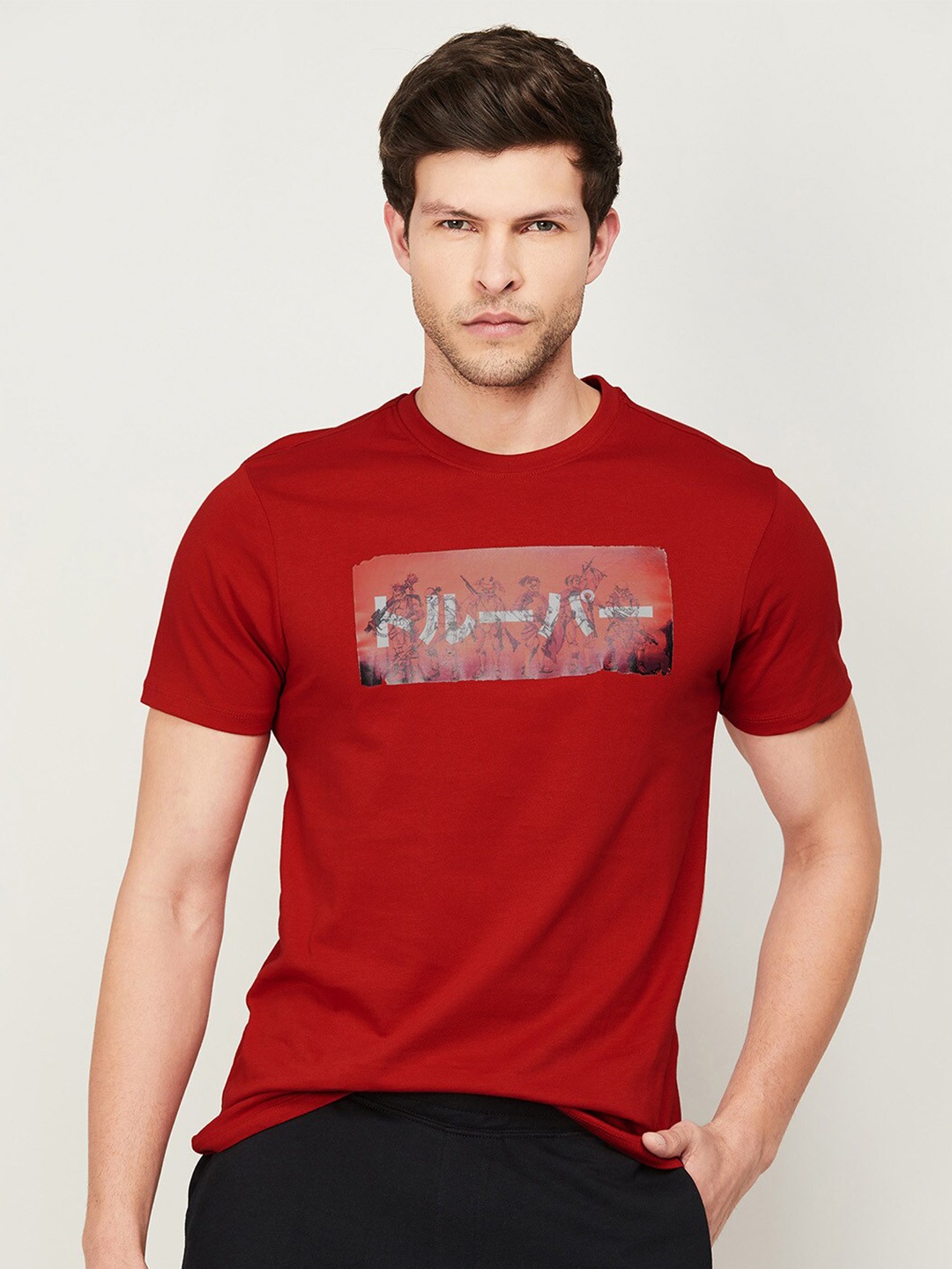 

Forca by Lifestyle Men Printed Cotton T-shirt, Red