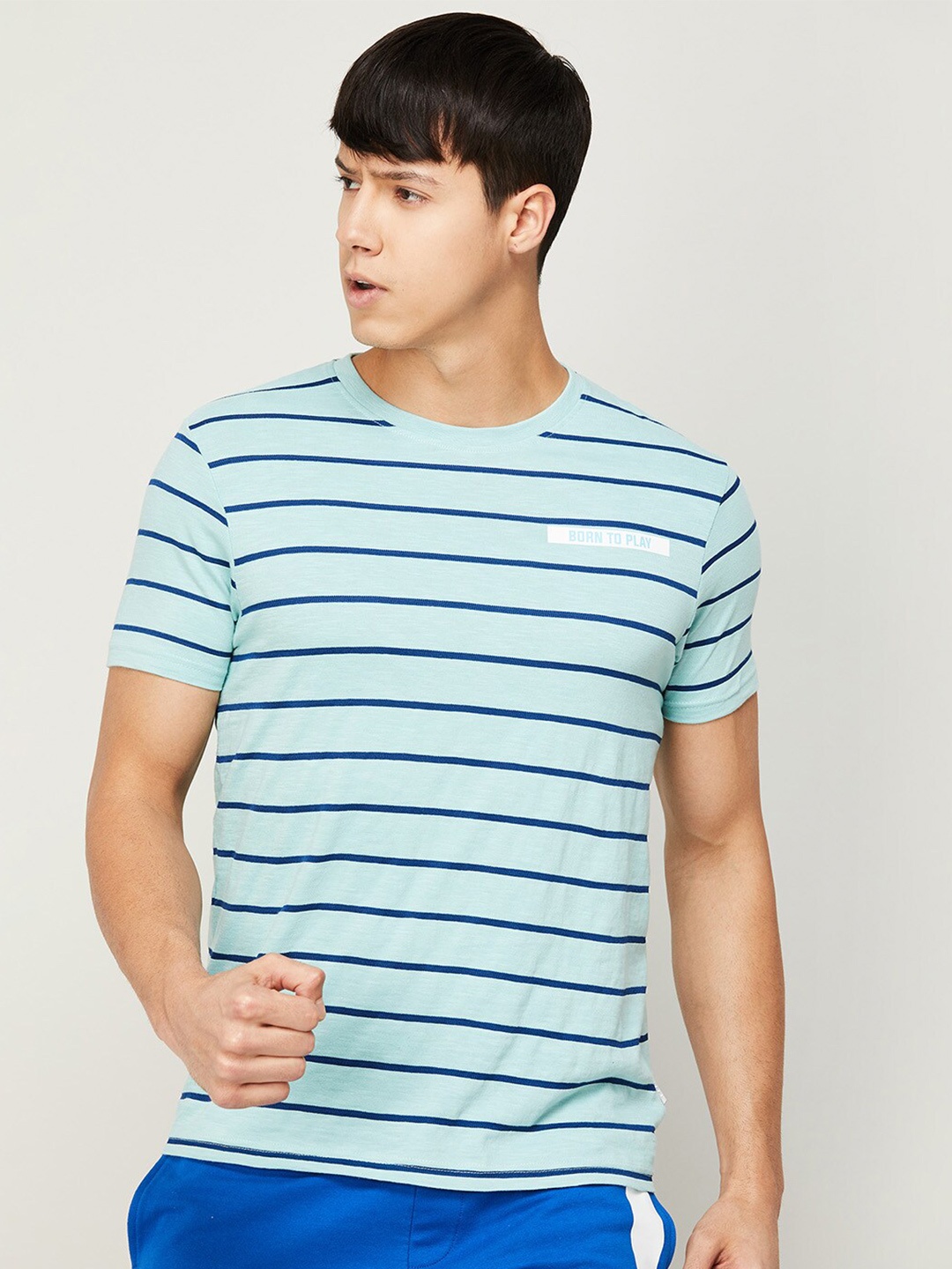 

Kappa Men Striped Cotton T-shirt, Blue