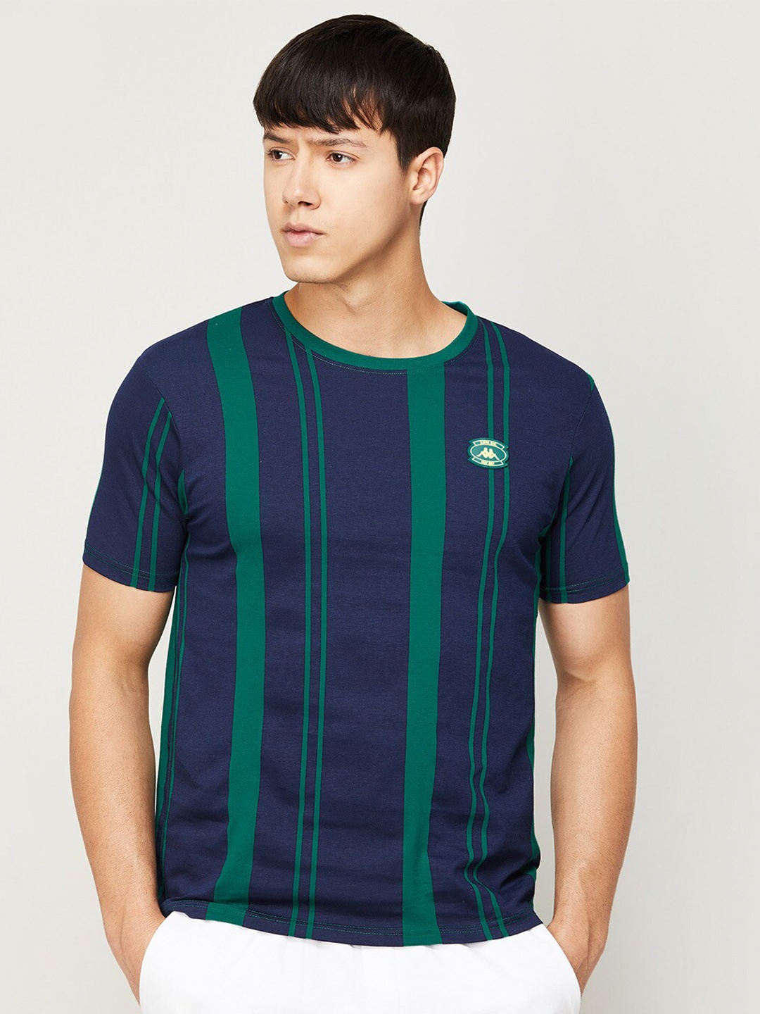 

Kappa Men Striped Cotton T-shirt, Navy blue