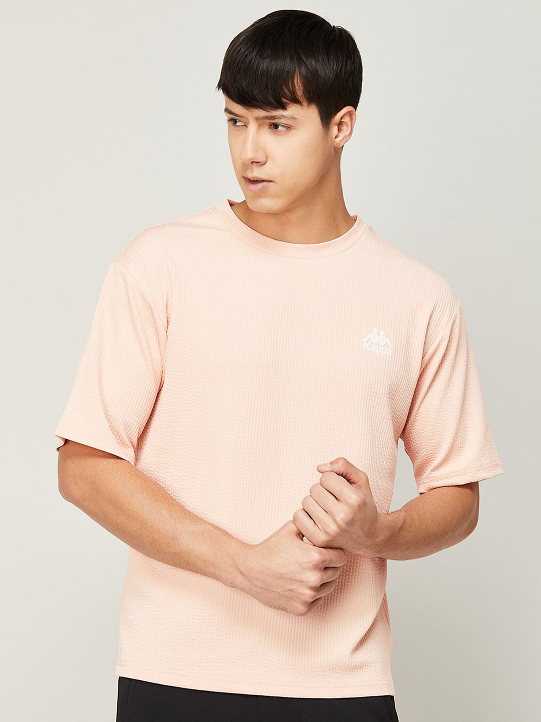 

Kappa Men Round Neck Cotton T-shirt, Peach