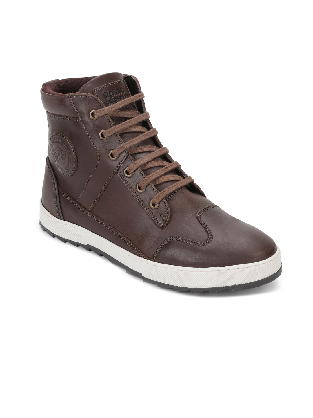 

Royal Enfield Men Leather Biker Boots, Brown