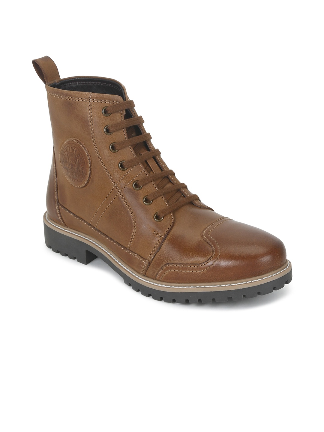 

Royal Enfield Men Leather High-Top Boots, Tan