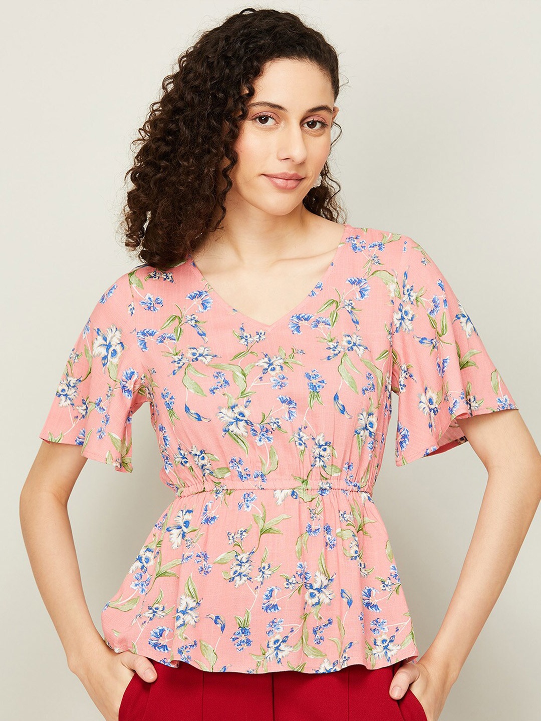 

Fame Forever by Lifestyle Floral Print Wrap Top, Pink