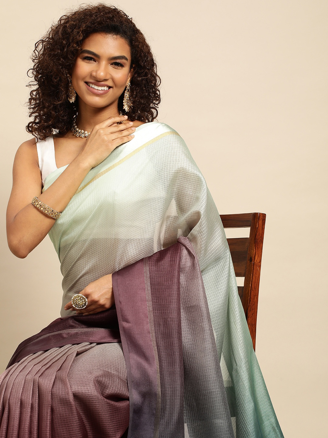 

VASTRANAND Tie and Dye Art Silk Kota Saree, Green