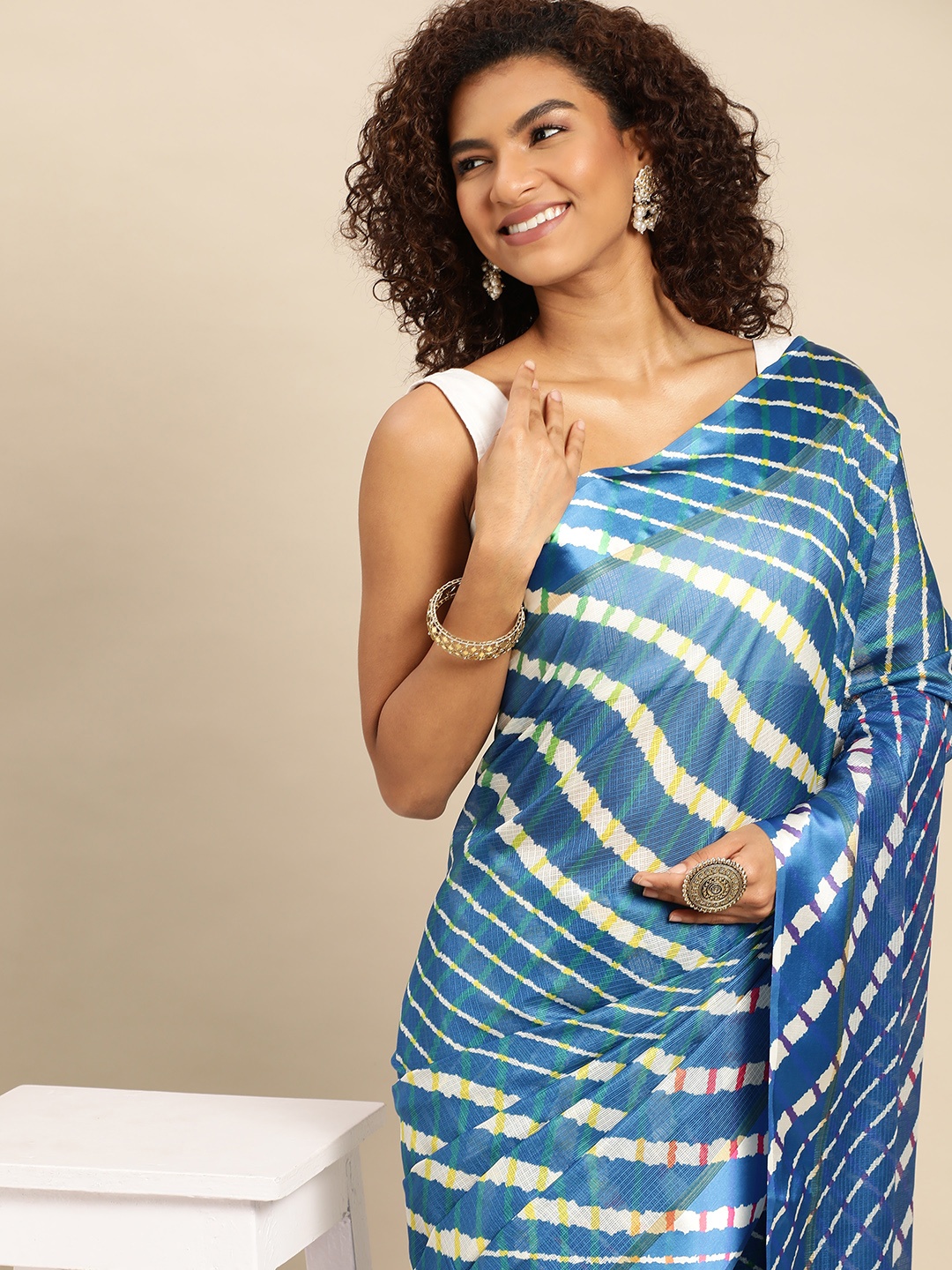 

VASTRANAND Batik Art Silk Kota Saree, Blue