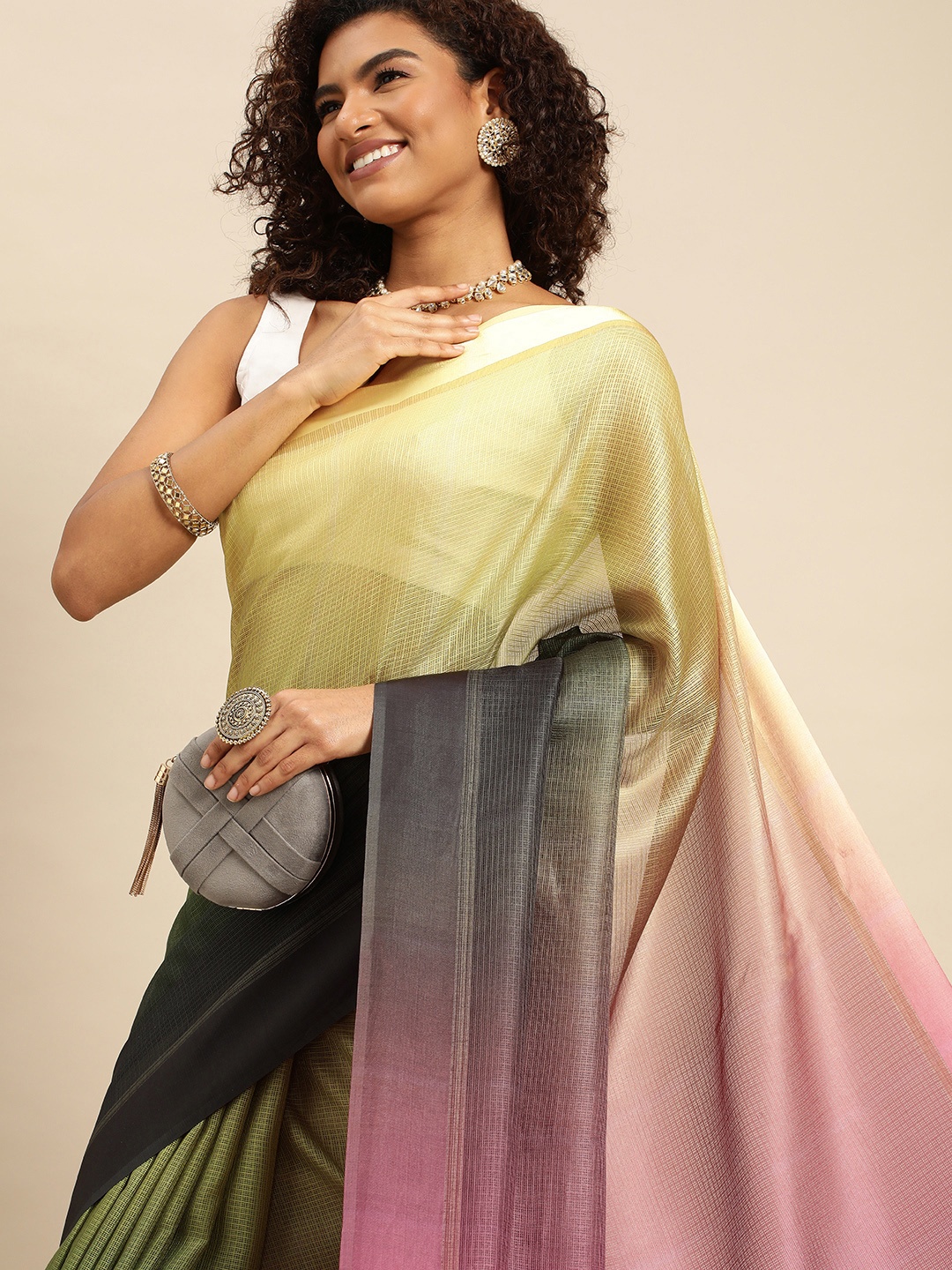 

VASTRANAND Tie and Dye Art Silk Kota Saree, Burgundy