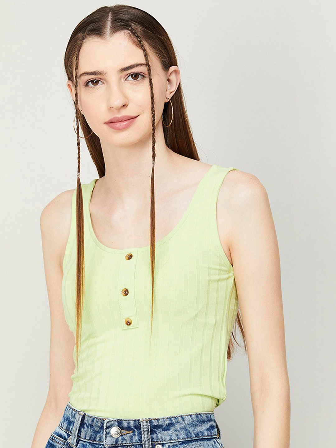 

Ginger by Lifestyle Self Design Scoop Neck Tank Top, Sea green