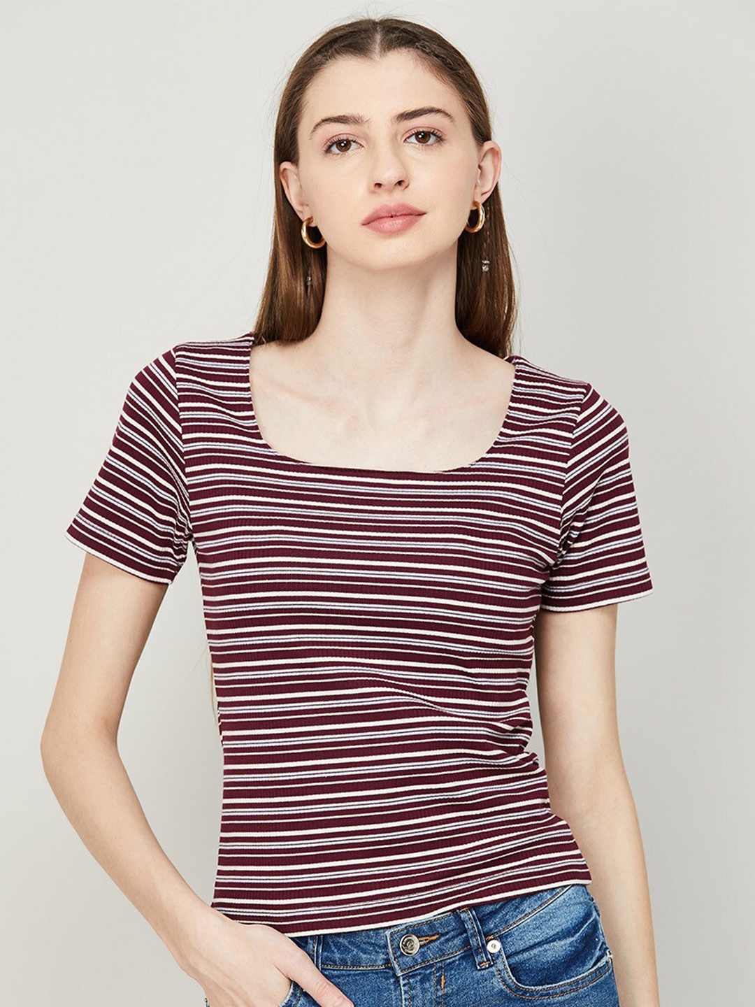 

Ginger by Lifestyle Women Striped Top, Purple