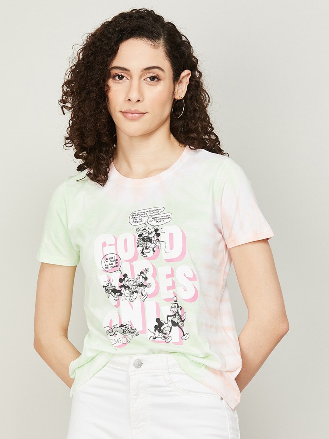 

Ginger by Lifestyle Women Tie and Dye Pure Cotton T-shirt, Green