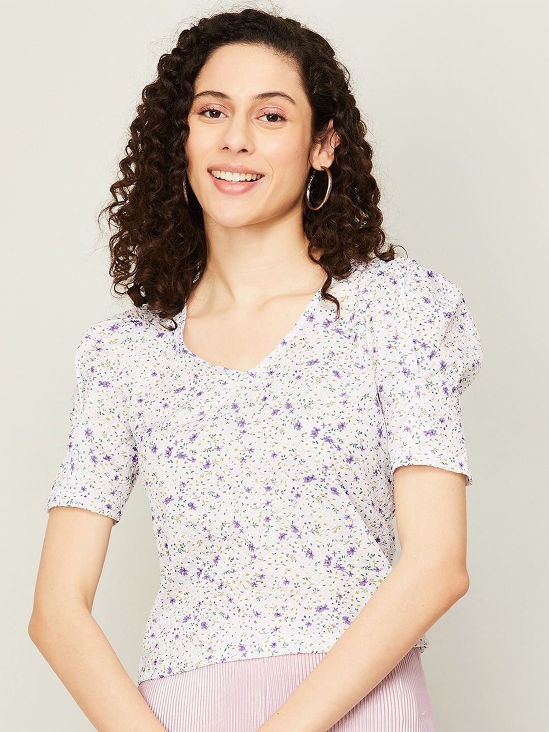 

Ginger by Lifestyle Floral Print Top, White