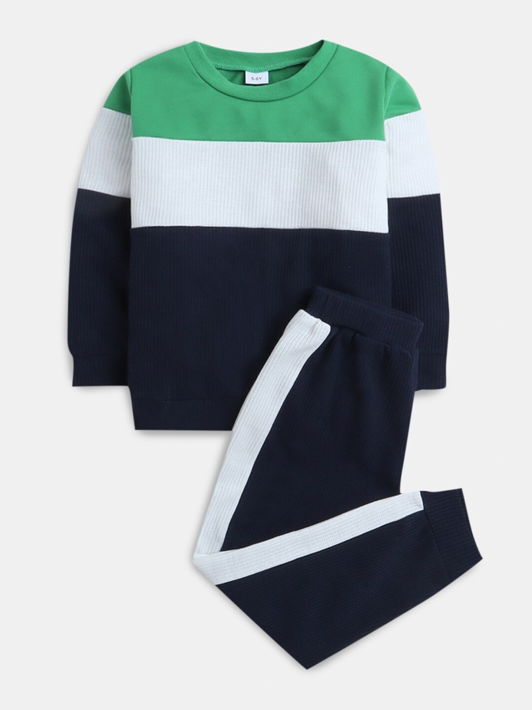 

Hopscotch Boys Colourblocked Top with Trousers, Green