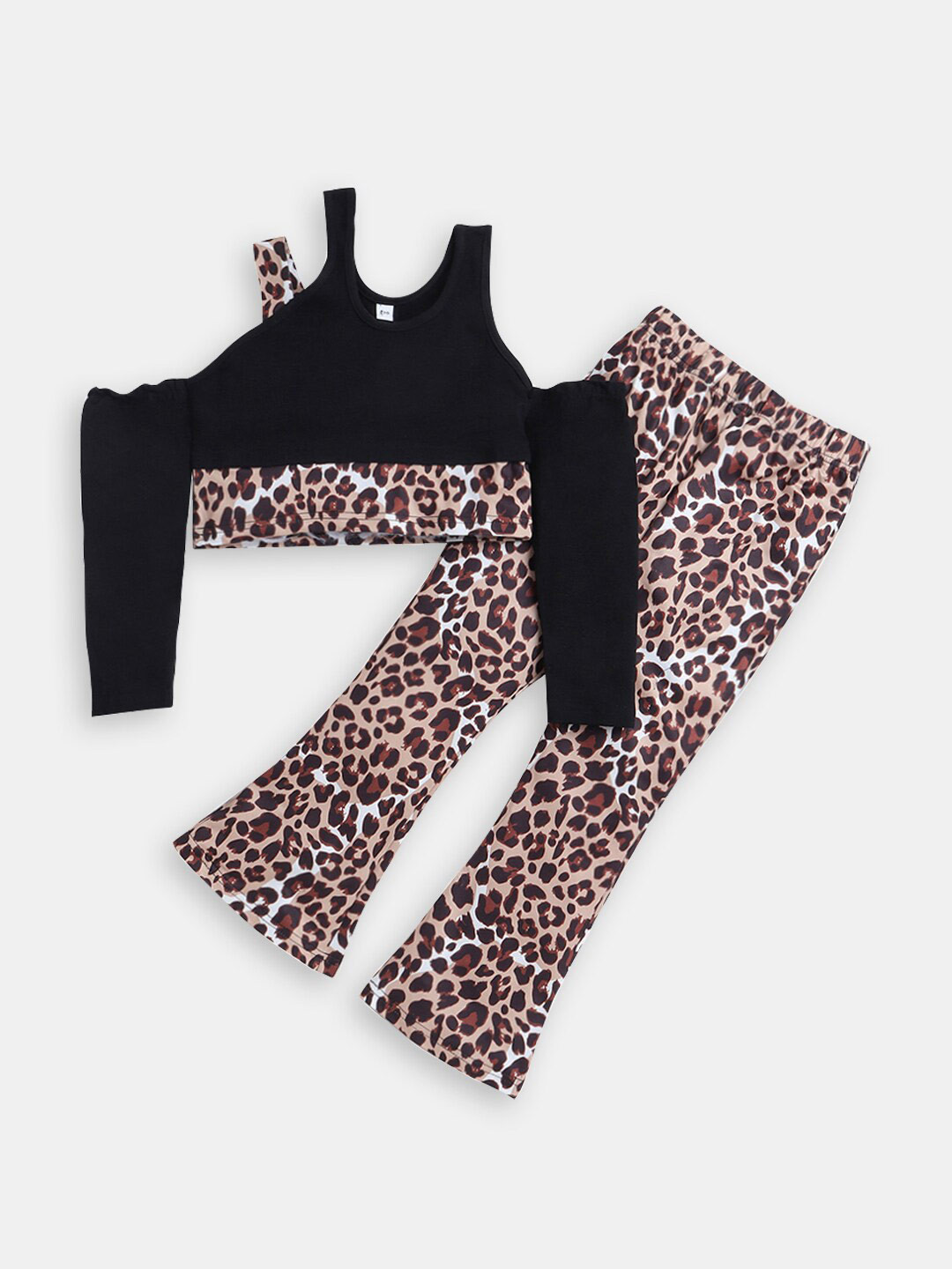 

Hopscotch Girls Printed Top with Trousers, Black