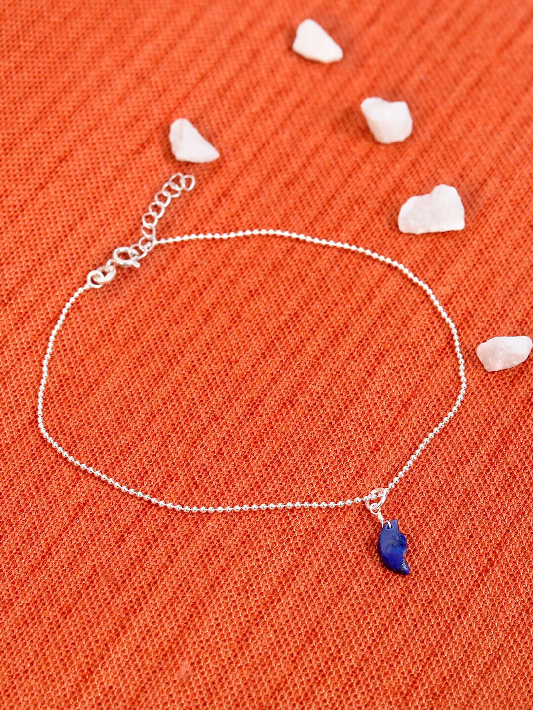 

TRISHONA 925 Sterling Silver-Plated Lapis Lazuli Gemstone-Studded Anklet