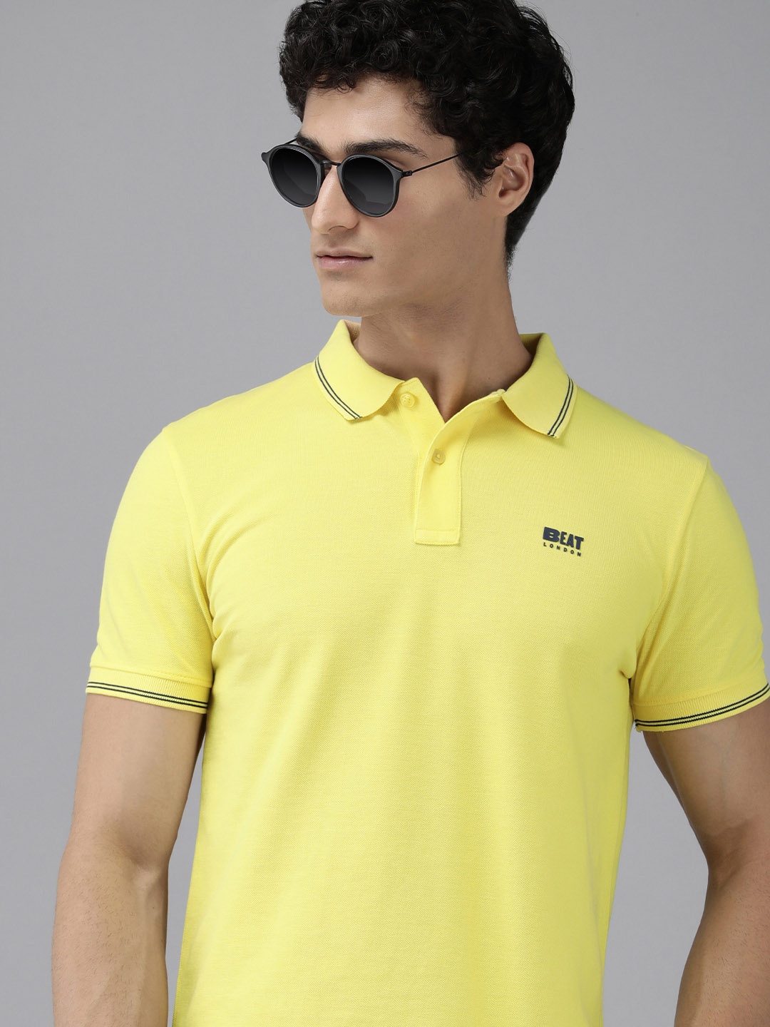 

BEAT LONDON by PEPE JEANS Men Solid Polo Collar T-shirt, Yellow