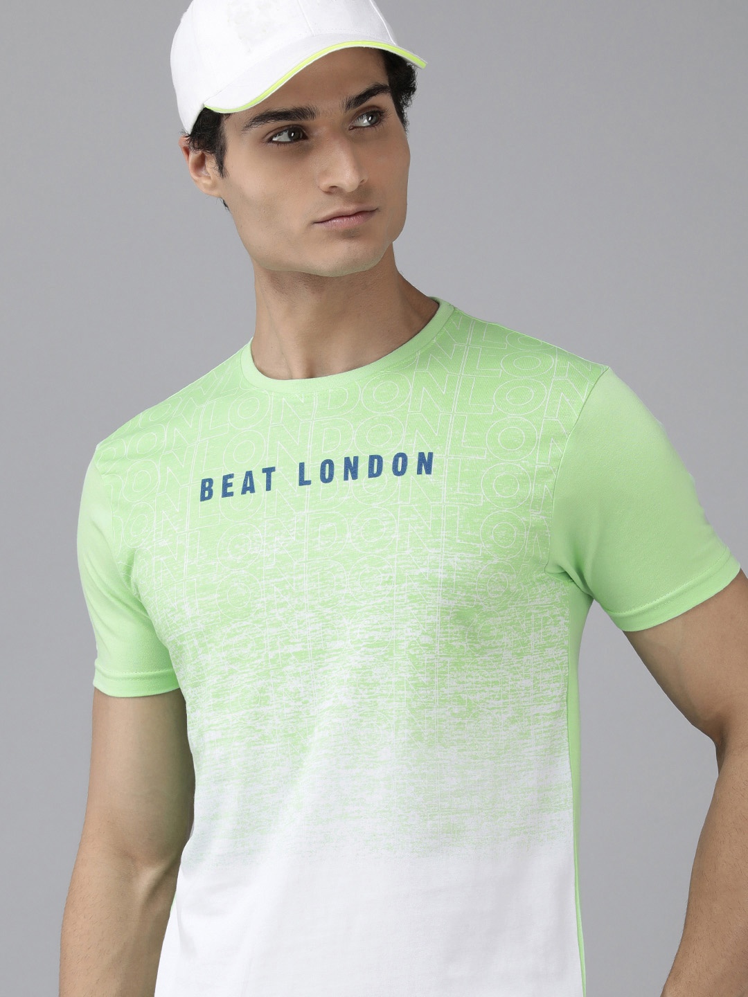 

BEAT LONDON by PEPE JEANS Men Brand Logo Ombre Printed Pure Cotton T-shirt, Green