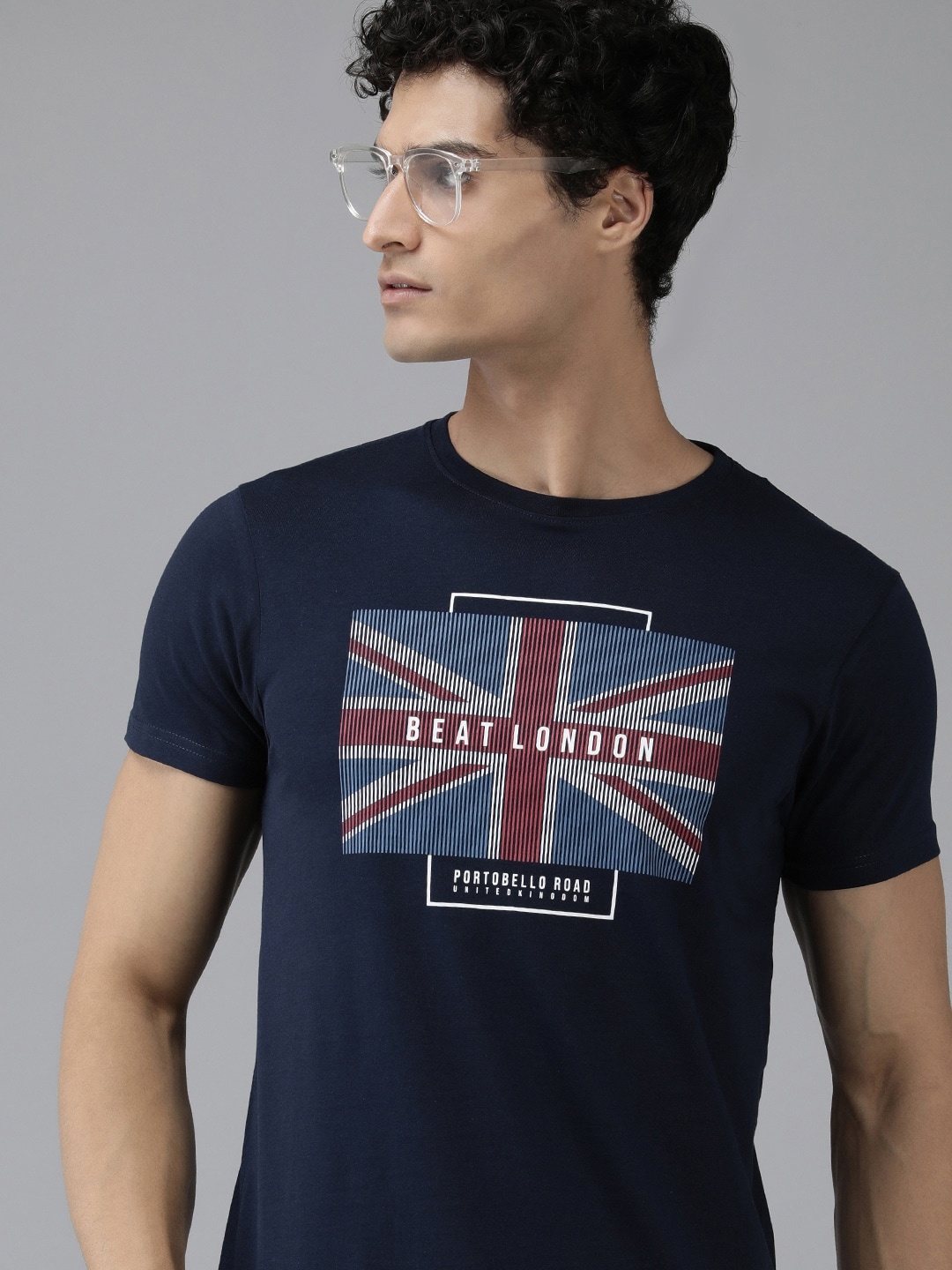 

BEAT LONDON by PEPE JEANS Men Printed Pure Cotton T-shirt, Navy blue