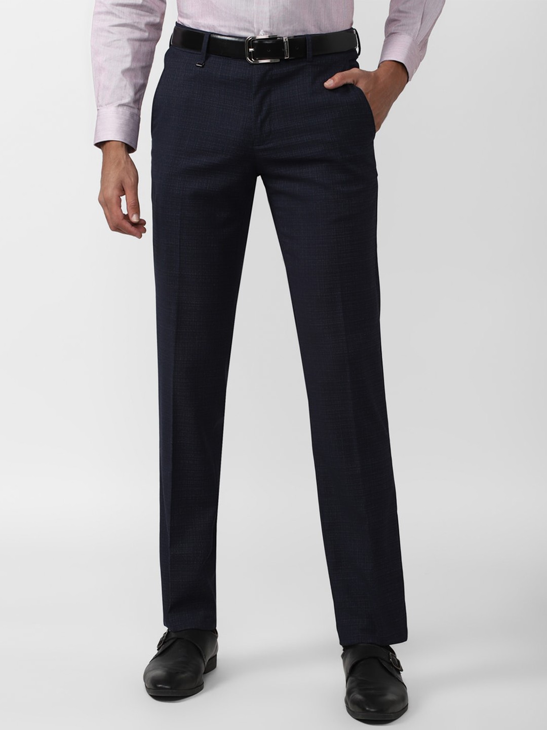 

Van Heusen Men Slim Fit Formal Trousers, Navy blue