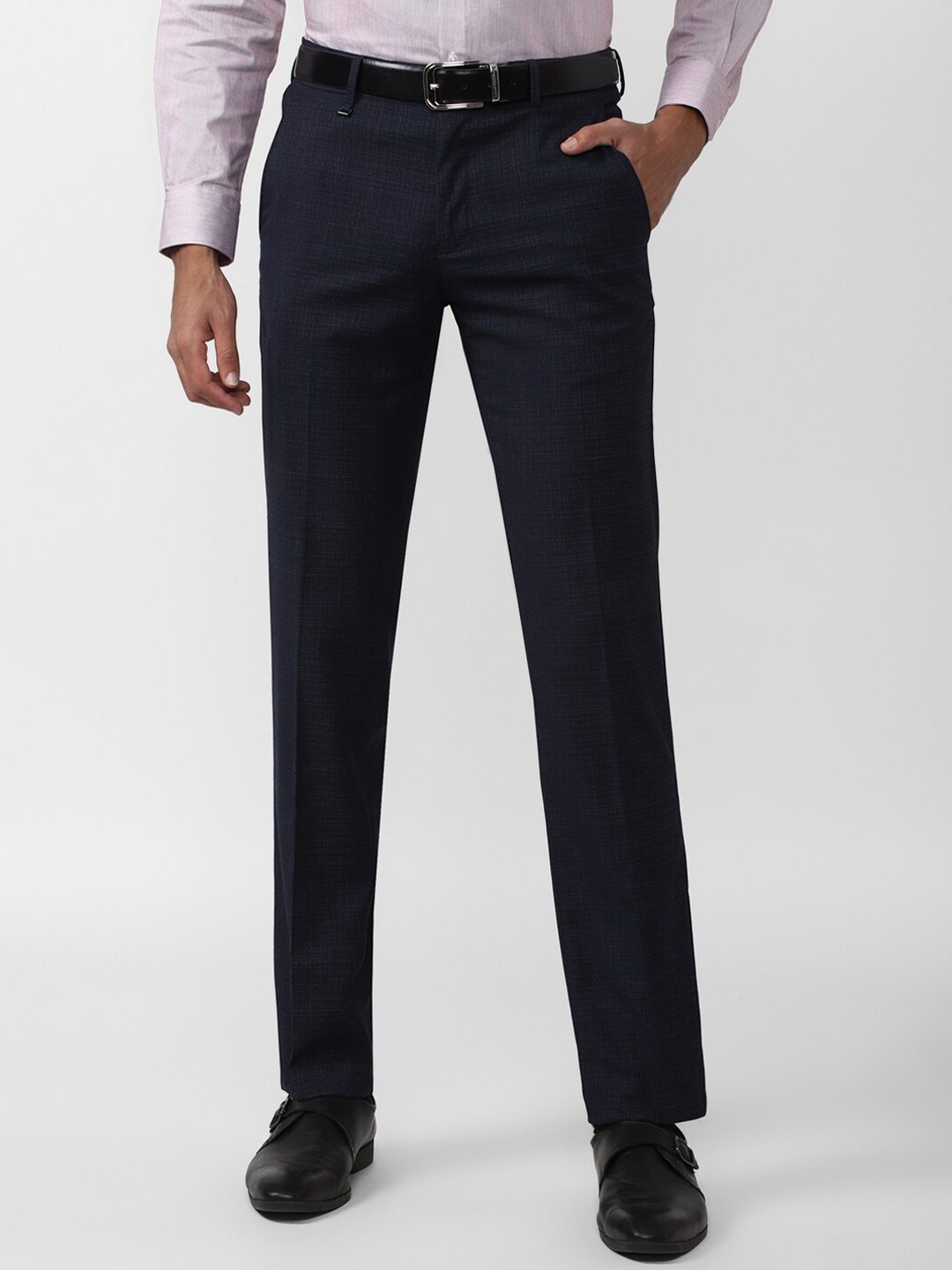 

Van Heusen Men Slim Fit Formal Trousers, Navy blue