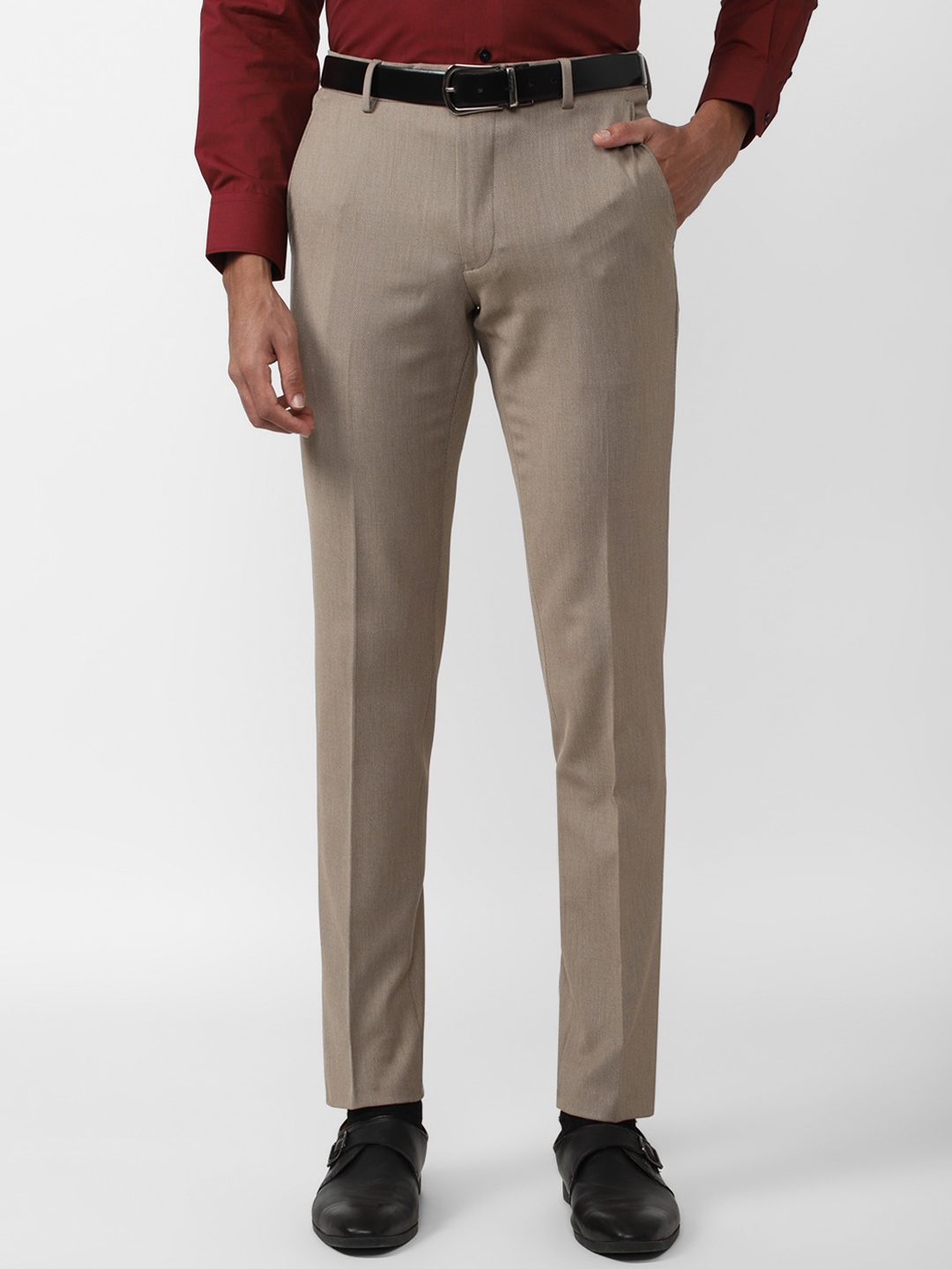 

Van Heusen Men Slim Fit Formal Trousers, Beige