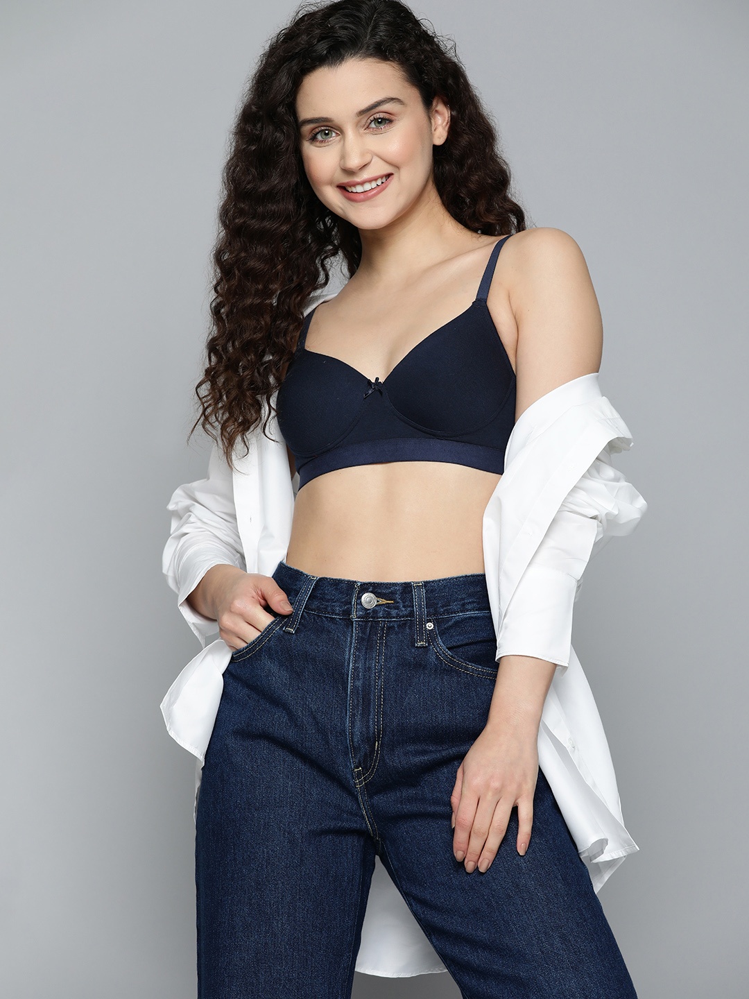 

Mast & Harbour Lightly Padded T-shirt Bra, Navy blue