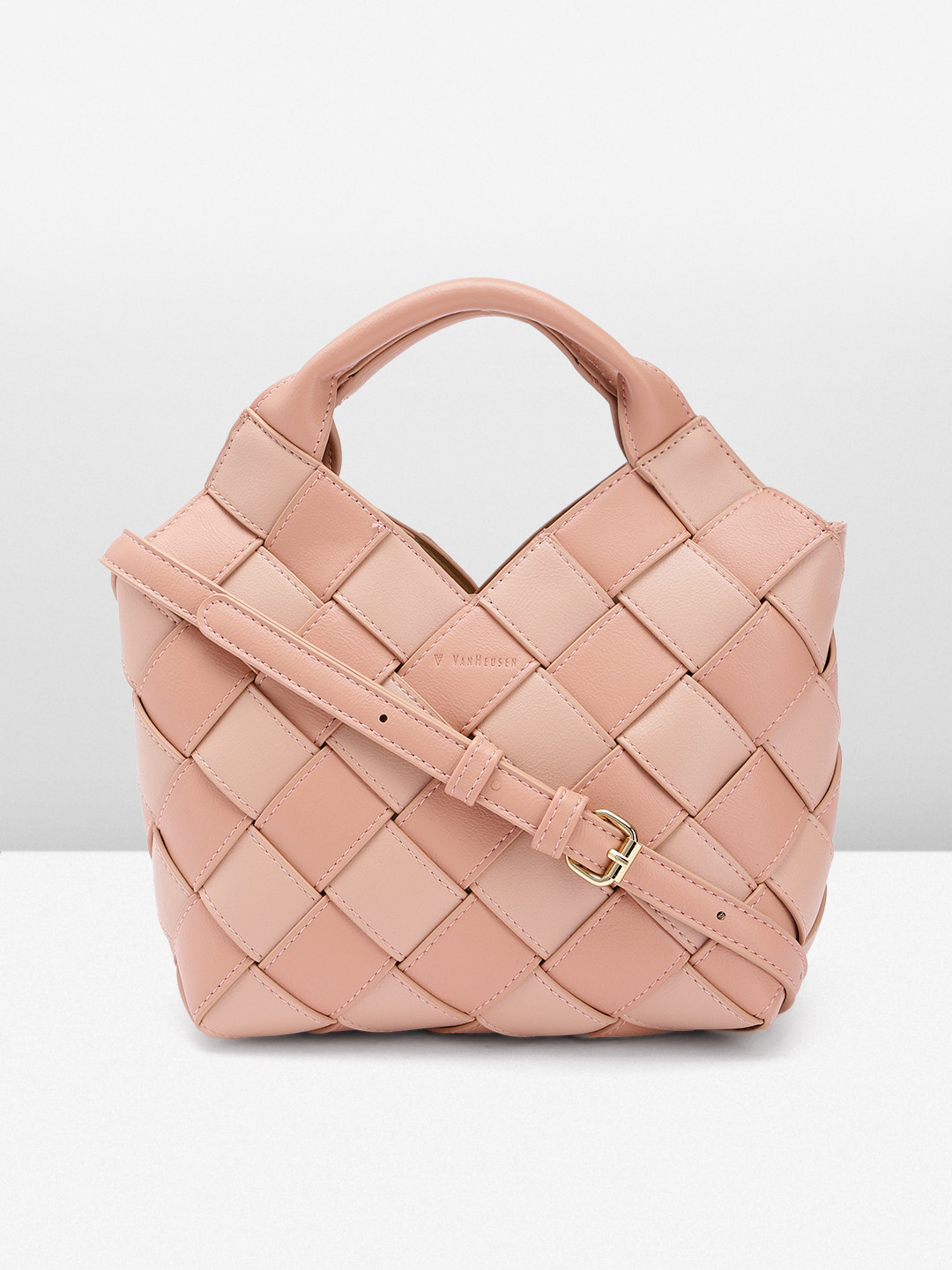 

Van Heusen Woven Design Structured Handheld Bag, Pink