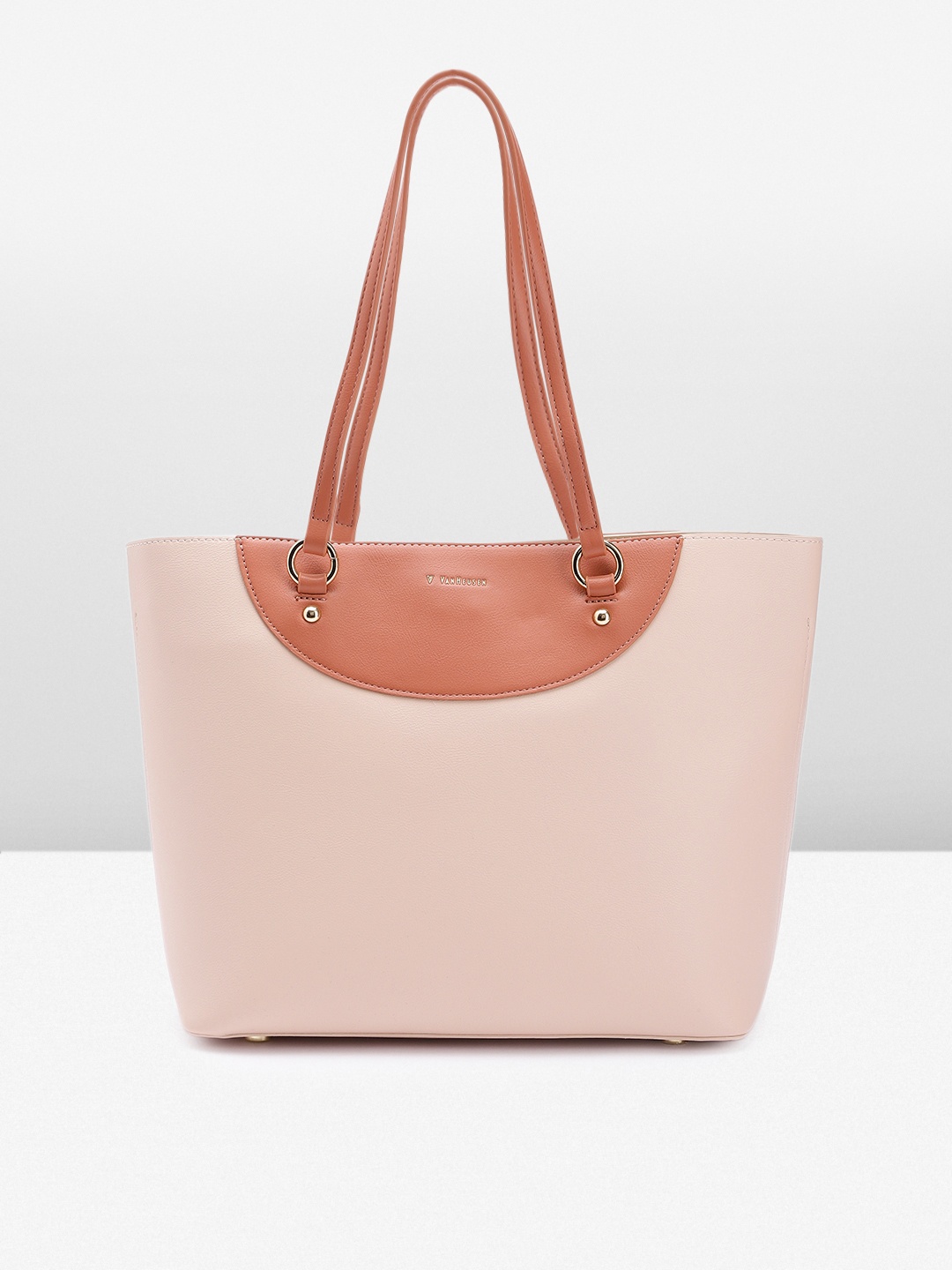 

Van Heusen Colourblocked Structured Handheld Bag, Nude