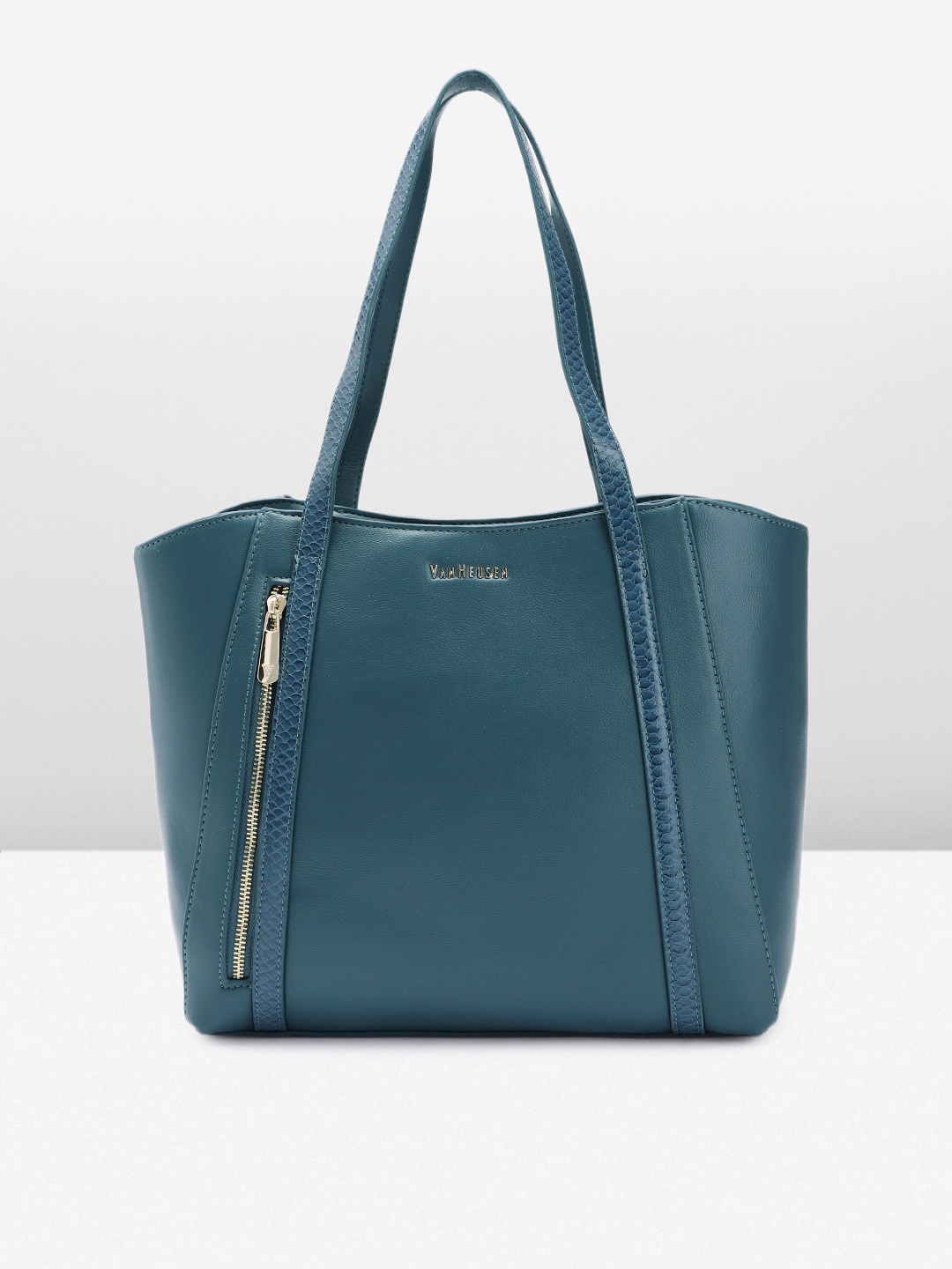 

Van Heusen Solid PU Structured Shoulder Bag With Zip Detail, Teal