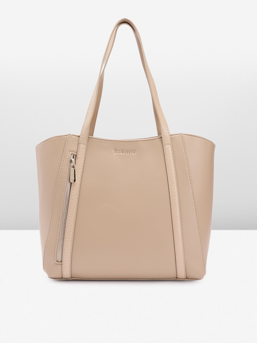 

Van Heusen Solid PU Oversized Structured Shoulder Bag With Zip Detail, Beige